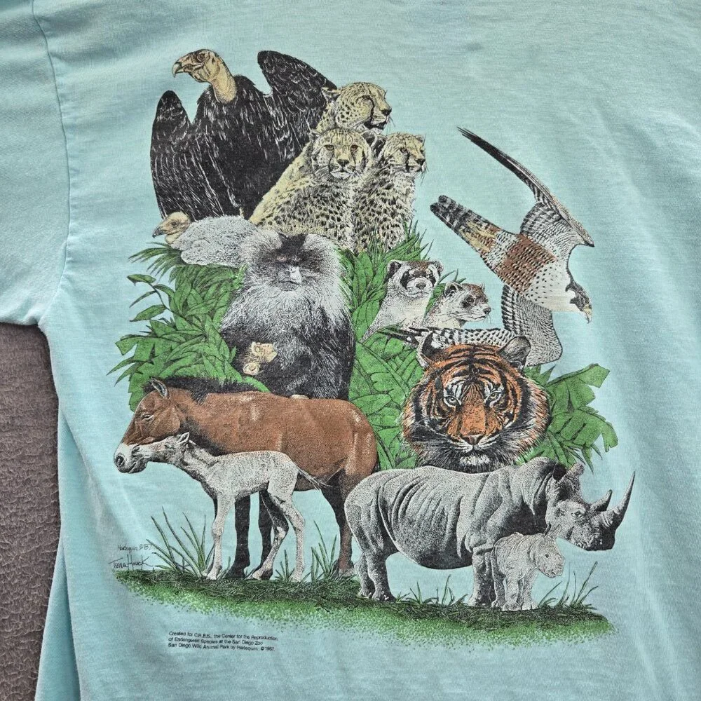VINTAGE San Diego Zoo Men Shirt XL Single Stitch Wild Animal Park 80s USA READ - Picture 8 of 10